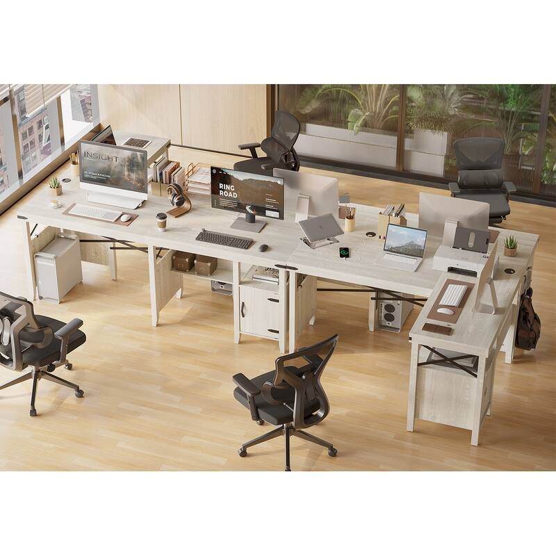 Farmhouse LShaped Home Office Computer Desk with Storage On